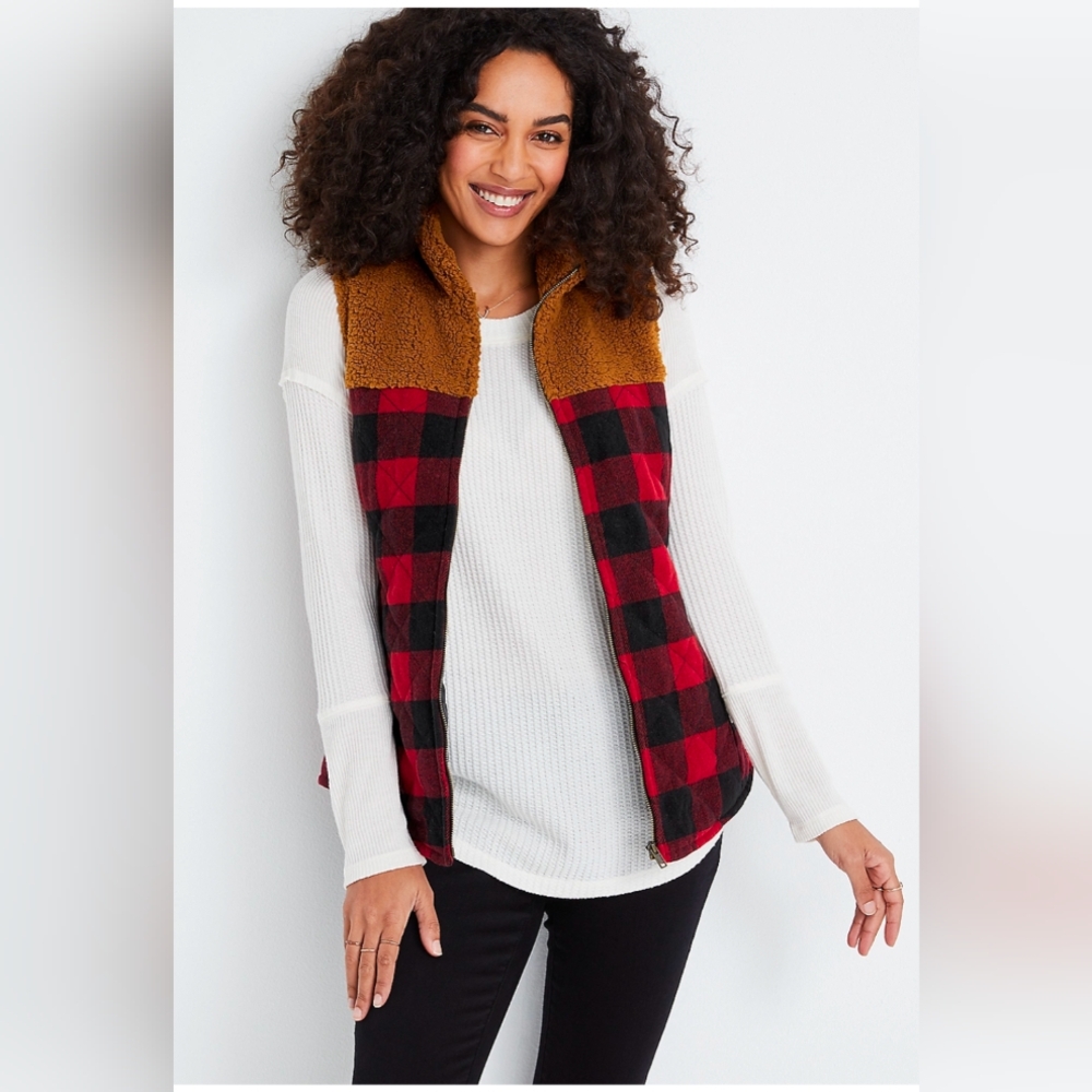 Buffalo Plaid Sherpa Vest